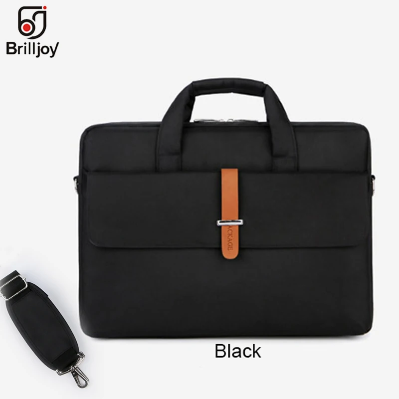 Brilljoy водонепроницаемый мужской и женский 13 14 15 15,6 дюймов портфель для ноутбука деловая сумка для мужчин большая емкость сумка через плечо - Цвет: Black 15inch