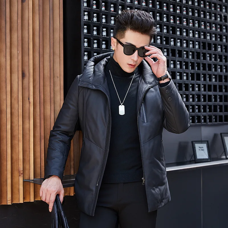 

Men Sheepskin Genuine Leather Jacket Duck Down Winter Coat for Mens Clothes 2020 Jaqueta De Couro SY1912F YY916
