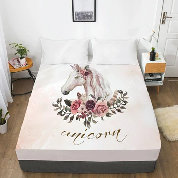 

Unicorn Cartoon Fitted Sheets Mattress Cover With Elastic Band 3D Bed Sheet LinensFor Baby Kids Child Girls Boys 200x200 135x200