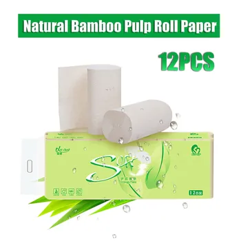 

12 Rolls Toilet Paper Household Paper Towel Bamboo Pulp Natural Napkin Fami Rolling Paper Toilet Tissuewc Papier Papel Higienico