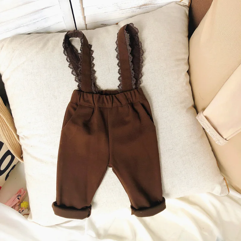 Корейский стиль, кружевной комбинезон для девочек, осенние модные детские штаны для девочек 2-7 лет