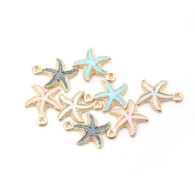 10pcs/lot Alloy Ocean Starfish Enamel Charms for jewelry Making Bracelet DIY Necklace Jewelry Accessories DIY Craft Shell Conch