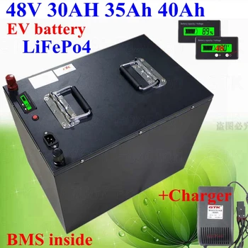 

48V 30AH 35Ah 40Ah 51.2v 52v LiFePo4 2000W Lithium tricycle ebike Battery scooter solar storage UPS 50A BMS + 5A Charger