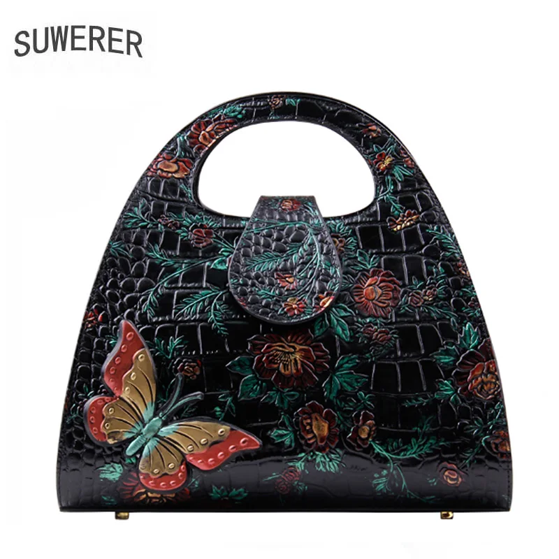 SUWERER 2020 Nieuwe vrouwen echt lederen tas merken Nationale wind reliëf luxe vrouwen tote bag top lederen handbagsa SUWERER 2020 Nieuwe vrouwen echt lederen tas merken Nationale wind reliëf luxe vrouwen tote bag top lederen handbagsa