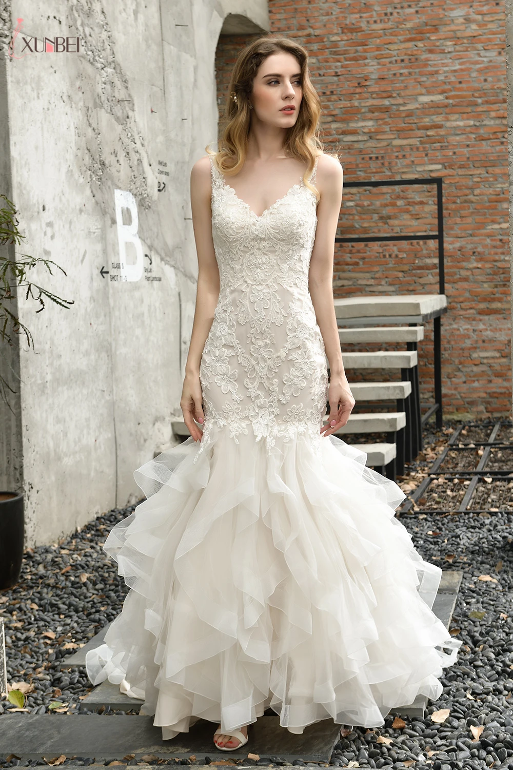 Vestido De Noiva Новые свадебные платья Mermaind кружевной v-образный вырез, Свадебные платья с блестками платья для свадьбы
