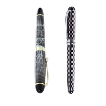 

JINHAO X450 18 KGP 0.7mm Broad Nib Fountain Pen Marble Gray & Jinhao X750 Chessboard Fountain Pen Medium Fine Nib
