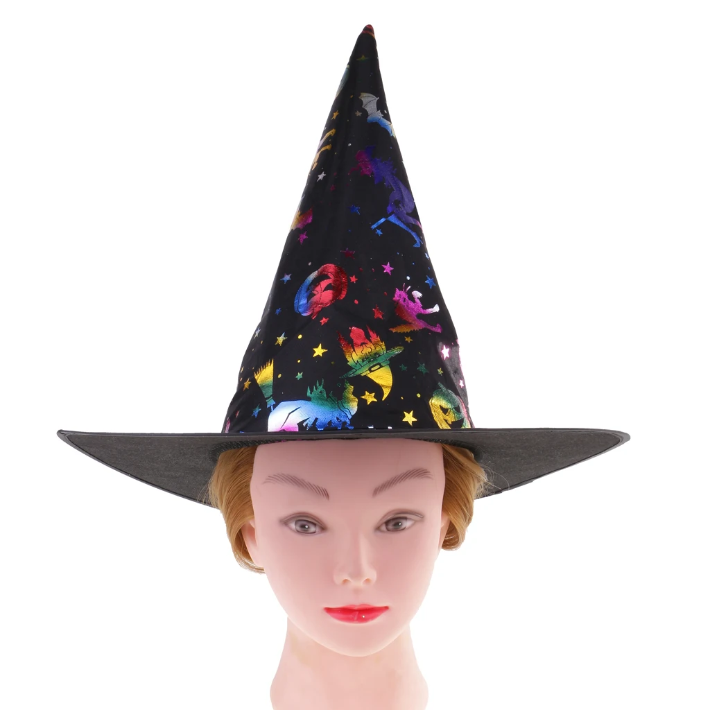 Vintage Unisex Kids Adults Witch Hat Wizard Costume for Halloween Night Ball Cosplay Party Fancy Decoration