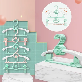 

5/10pcs Kids Hangers Non-slip Baby Hangers Thicken Durable Wardrobe Storage Hangers for Clothes Retractable Pants Drying Rack