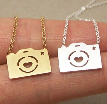 

Wholesale 10pcs/lot Gold Color Geek Photography Camera Necklace Boho Chain Heart Lens Charm Necklace Women Men Jewelry Bff Gift