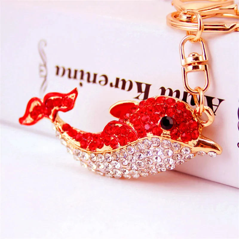 

Cute Dolphin Keychain Rhinestone Crystal Car Key Ring Women Bag Key Holder Keychain Jewelry Gifts Accessories