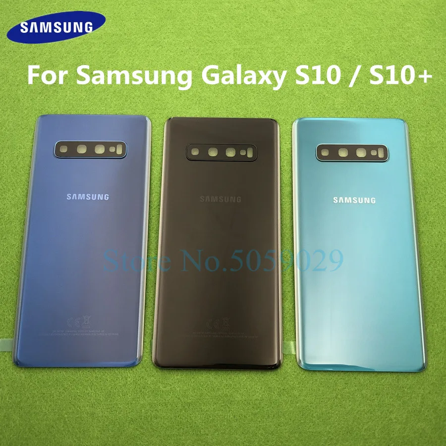 

For Samsung Galaxy S10 Plus S10+ G9750 G9750F-DS S10 G9730 G9730F Battery Back Cover Door Housing + Rear Camera Glass Lens Frame