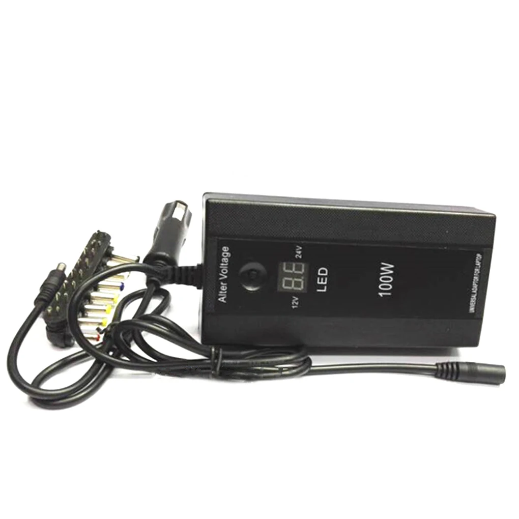 100 Вт с usb-портом, светодиодная подсветка, автомобильное зарядное устройство для ноутбука, Регулируемый 12-24 В, адаптер питания, набор 8 съемные заглушки