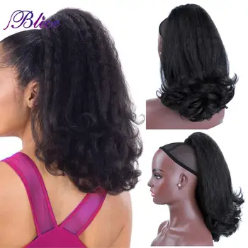 Blice Synthetic Drawstring Ponytail Hair Pieces Ponytail Kinky Straight Hair Extensions Kanekalon Hair With Combs Warp Ponytail