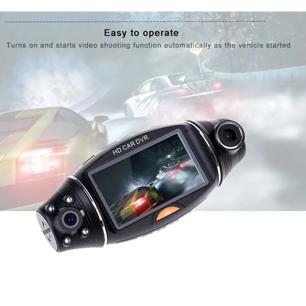 2,7 дюйма R310 Двойной объектив Видеорегистраторы для автомобилей IR 270 градусов TFT ЖК-дисплей тире Камера заднего вида Камера Регистраторы