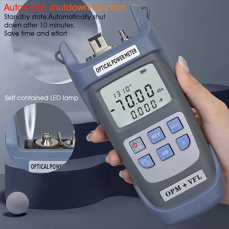 AUA All-IN-ONE Optical Power Meter with Visual Fault Locator optical fiber tester 5KM 10km 20KM 30km VFL 1/10/20/30MW fiber quick connector