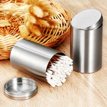 

Stainless Steel Swabs Box Multifunction Home Office Storage Box with Cover Loose Leaf Tea Container