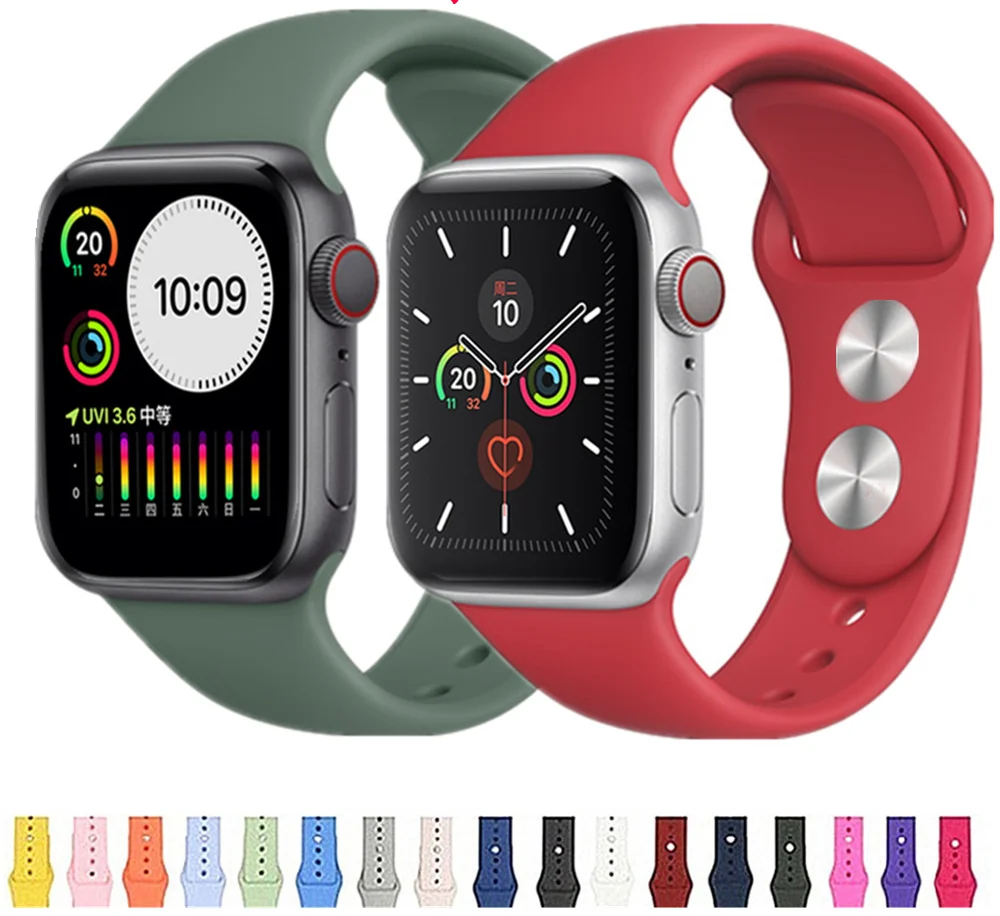 

Silicone strap for Apple watch 40mm38mm44mm42mm rubber wristband sports bracelet watchband iwatch series 54321, 40384244mm