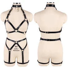 Кожаный ремень для бюстгальтера, чулок, подвязки, пояс для всего тела, бандаж, набор, платье, эротические аксессуары, регулируемый кожаный ремень в готическом стиле