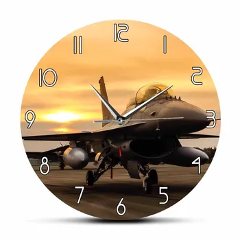 

United States Air Force F16 Falcon Fighter Jet Aircraft Plane Silent Wall Clock Aviator Decor Military Pilot Watch Satt часы