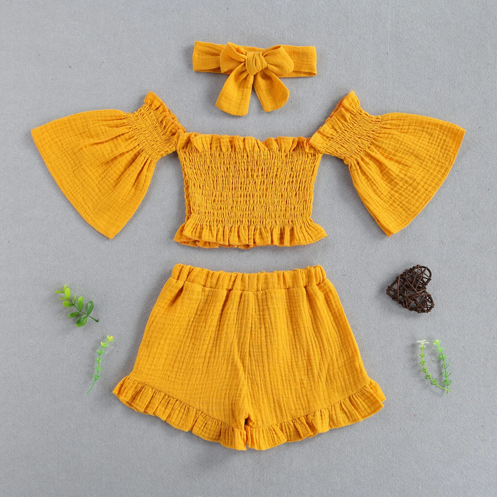 Baby Girl Off-Shoulder Outfit Set 4