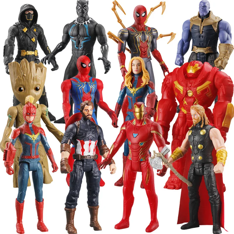 Экшн фигурки Marvel Мстители Человек паук Железный человек Халк Черная пантера