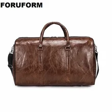 Male PU Leather Travel Bag Large Duffle Short Trip Travel Totes Big Fitness Bags Handbag Bag Luggage Weekend Shoulder Bag ZH-229