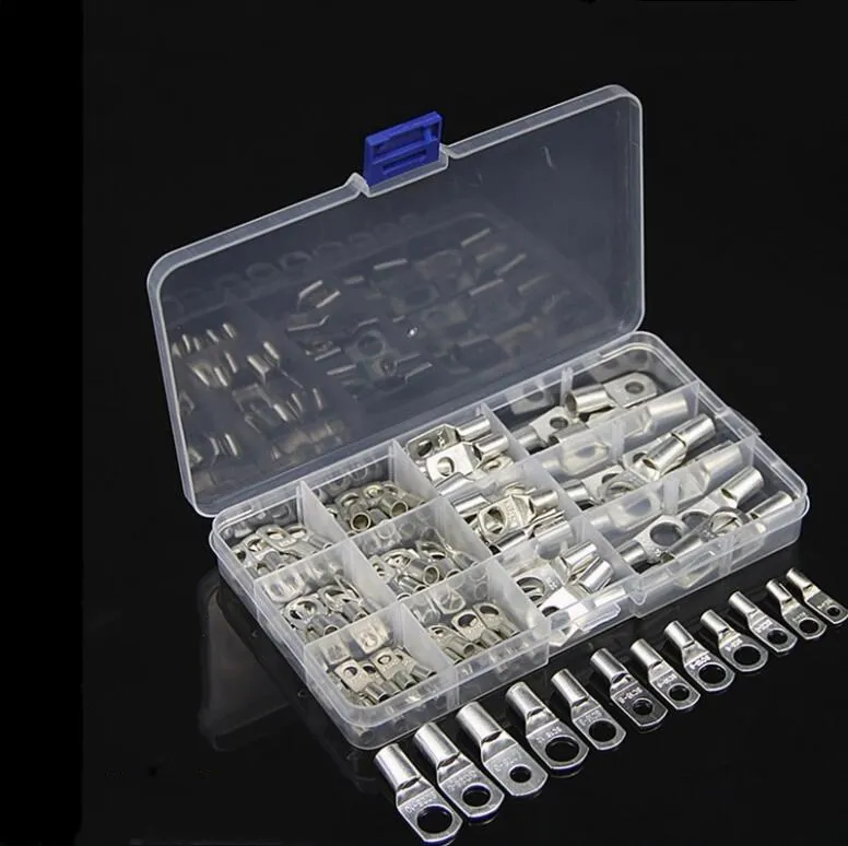 

100PCS SC Tinned Copper Lug Ring Wire Connectors for Battery Bare Cable Electric Wire Connector Crimp Terminal Set