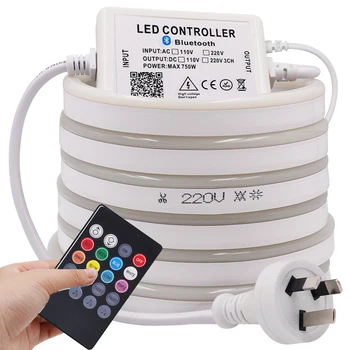 

Music RGB LED Strip Neon Light APP Bluetooth Black Remote Rope Light AU Waterproof Flexible LED Neon Lamp for Holiday Decoration