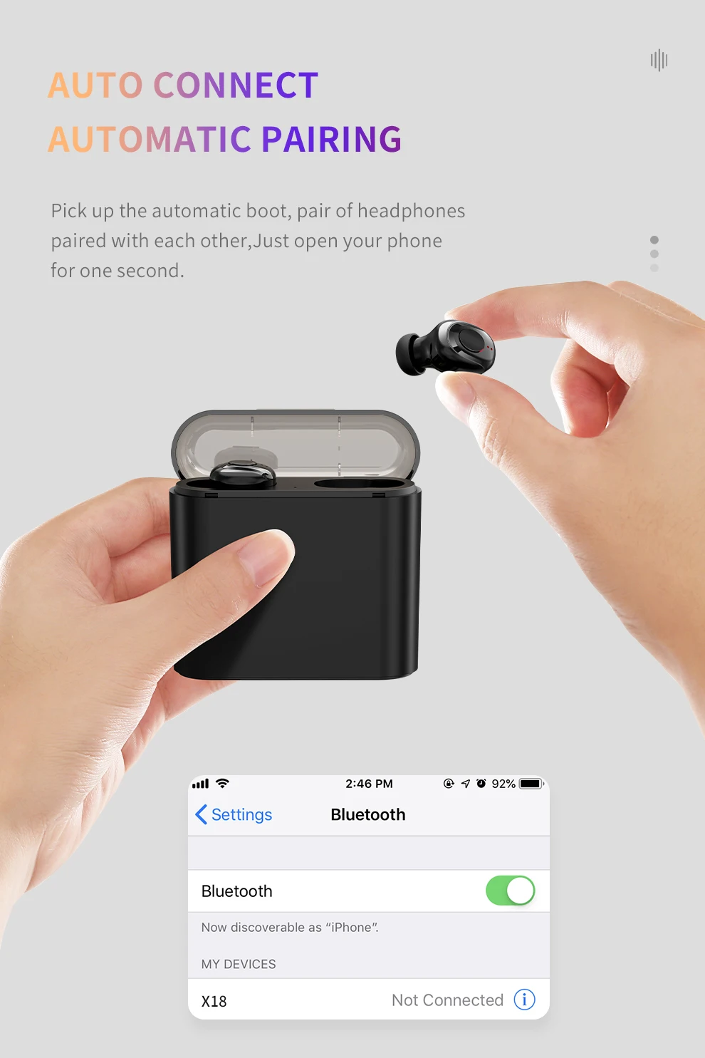 Tkey X18 Bluetooth беспроводные наушники мини Зарядка Наушники стерео звук наушники для Iphone Xiaomi huawei Oppo смартфон