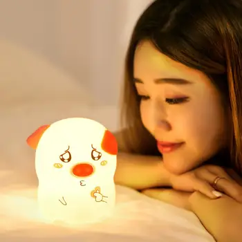 

Mini Cute Pig Silicone Pat Light USB 7 Color Changing LED Night Lamp Bedroom Creative Dream Bedside Table Lamp 98*96*110mm