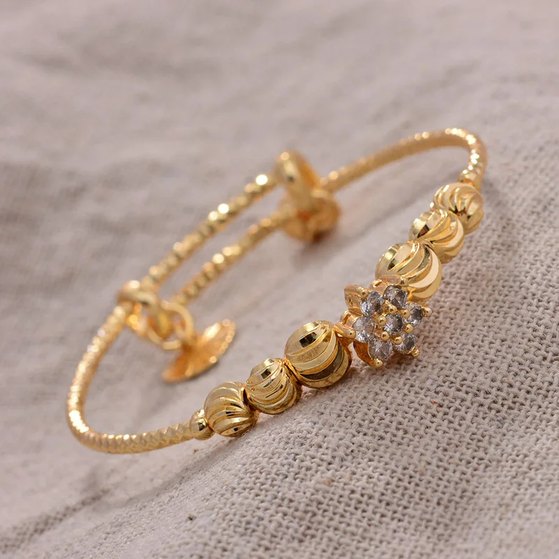 4PCS/lot Gold Color Bangle For Baby Cute/Romantic Kids Bracelet Bells Jewelry Child Bangles Christmas Gifts Bead Jewelry Gifts