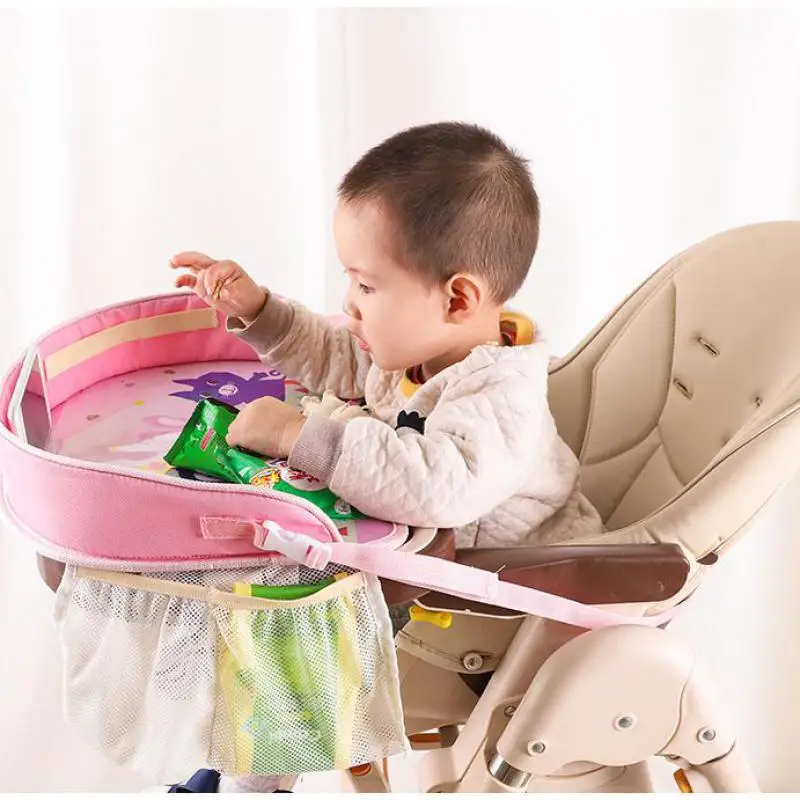 Baby Seat Car Tray Plates Portable Waterproof Dining Drink Table for Kids Car Seat Child Cartoon Toy Holder Storage Baby Fence