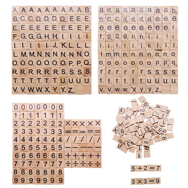 100pc 26 English Letter A Z Wooden Scrabble Letters Set Scrapbooking Scrabble Number Alphabet Tile Diy Party Decoration Kids Toy Party Diy Decorations Aliexpress