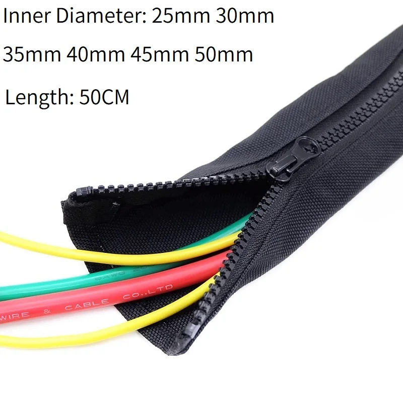 1/3/5pcs Zipper Cable Sleeve Flexible Nylon Cable Sock Harness Line Sheath Organizer Wire Wrap