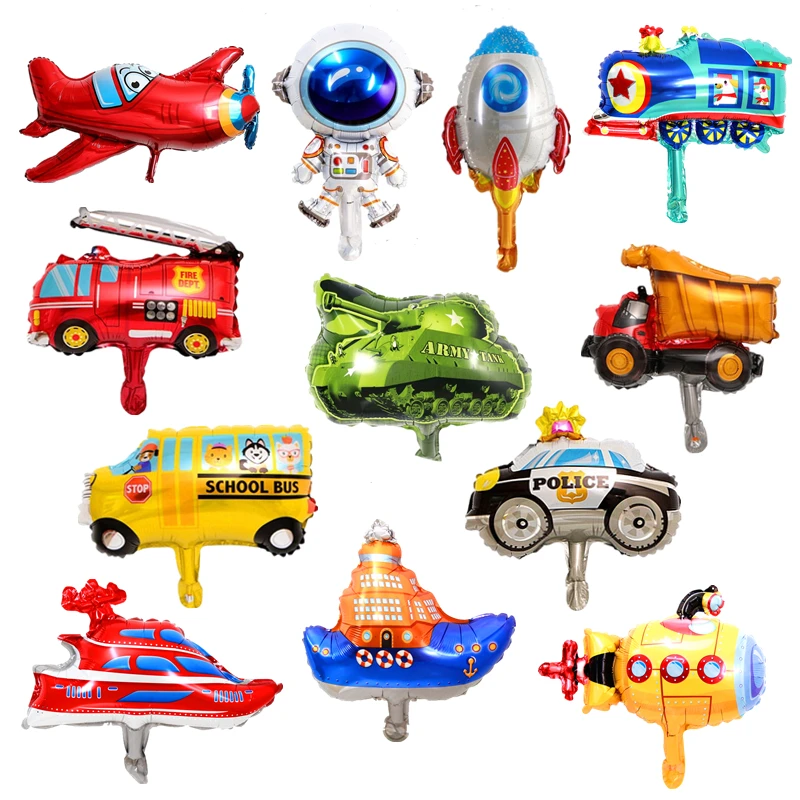 Balloon Airplane Vehicle-Tank Rocket Birthday-Party-Decoration Fire-Truck Aluminum-Foil