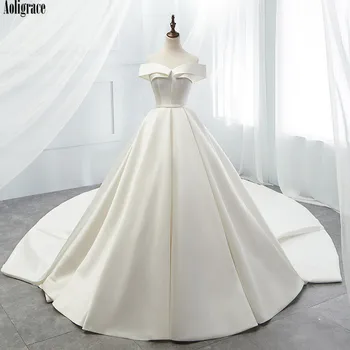 

Aoligrace Simple Off the Shoulder Wedding Gowns Sweetheart Ball Gowns Sleeveless Simple Bridal Gown Lace Up Vestido De Noiva
