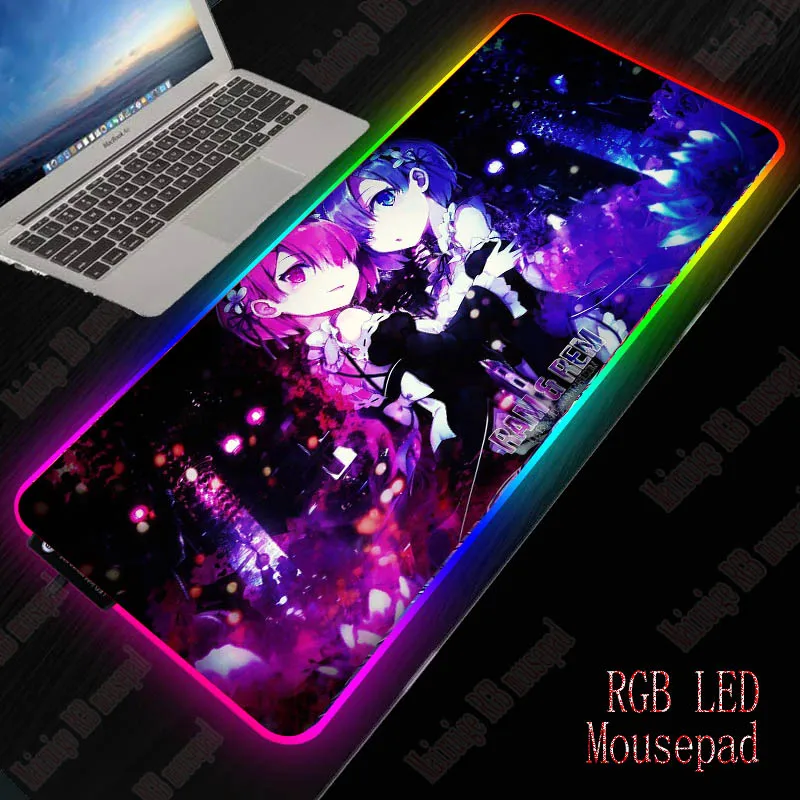 Yuzuoan аниме про нулевой игровой компьютерный коврик для мыши RGB большой цветной