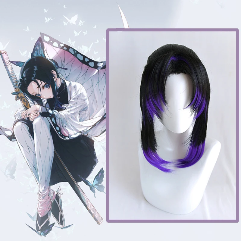 Comic Demon Slayer Kimetsu no Yaiba косплей парик Kochou Shinobu Косплей парики прямой синтетический парик Косплей Аксессуары