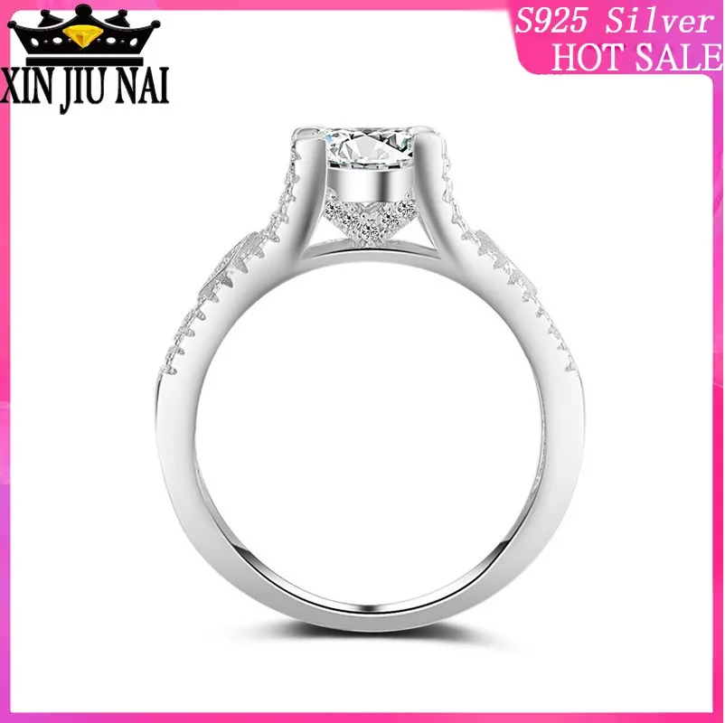 

925 sterling silver arrive new white platinum colorfast proposal ring carat high micro set female diamond gemstone ring