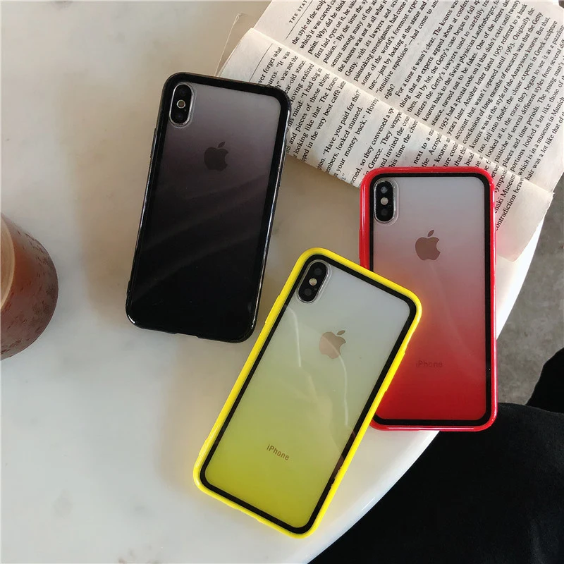 Simple gradient all-inclusive anti-drop phone case for iPhone 6 6s 7 8 for stylish transparent soft shell for iPhone X XR XS MAX