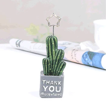 

Resin Card Clip Wedding Note Holder Memo Picture Stand Desk Decoration Stationery Party School Home Office Cute Cactus Shape
