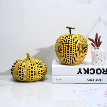

Yayoi Kusama Yellow Arts Wave Point Pumpkin Apple Statue Abstract Squash Arts Sculpture Resin Crafts Home Decoration R4043