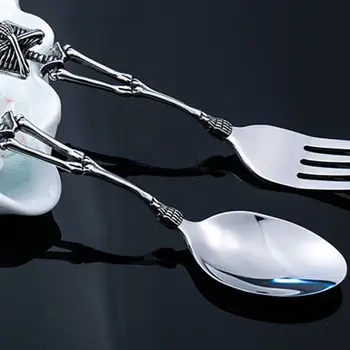 

Skeletons Cutlery Skeleton Fork Spoon Skull Halloween Tableware Family Party D08D