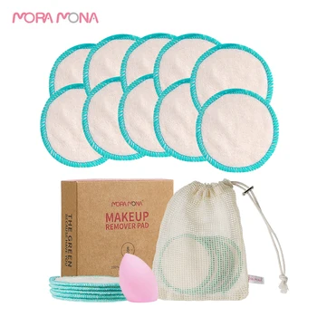 

Mora Mona Reusable Organic Makeup Remover Pad Included Bamboo fiber Washable Cloth for Eye and Skin Cleaning Toner Application
