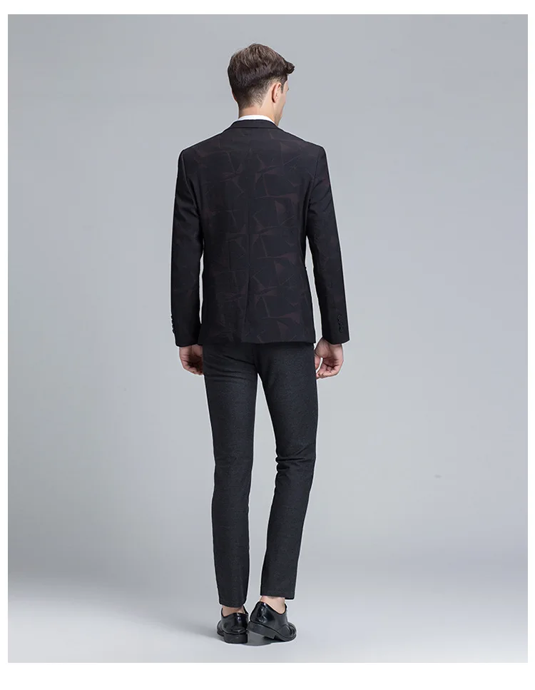 2019 Autumn Print Casual Suit Men's Fashion High Quality Slim Korean Men's Suit