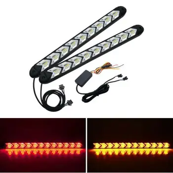

2pcs Car LED Amber/Red Switchback Flowing Strip Arrow Flasher Turn Signal Light Accesorios Coche Car Dynamic LED Light Strip