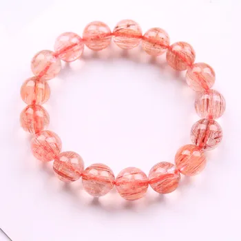 

Natural gemstone red hair crystal bracelet, copper hair crystal jewelry, men's and women's energy stone round bead bracelet