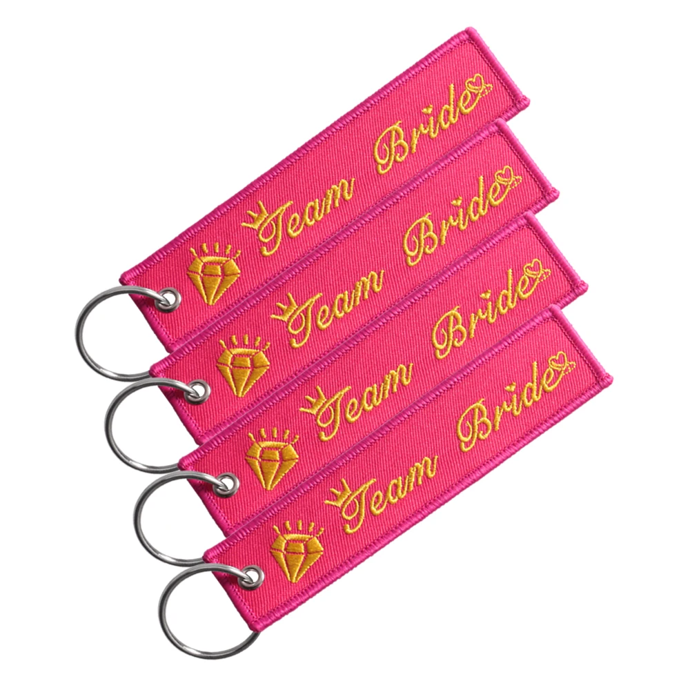 Team Bride Bachelorette Party emboidery keychains for wedding Customize keyring Hen Night Wedding Supplies Decor sleutelhanger (7)