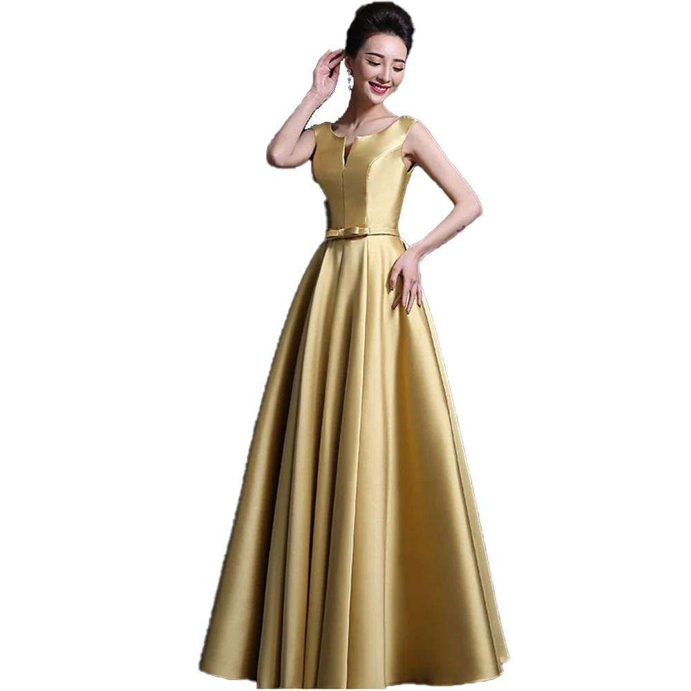 Wedding guest dress Satin Sexy V neck A Line Gold green blue red green orange pink bridesmaid dress long vestido madrinha satin wedding dress bridesmaid dresses