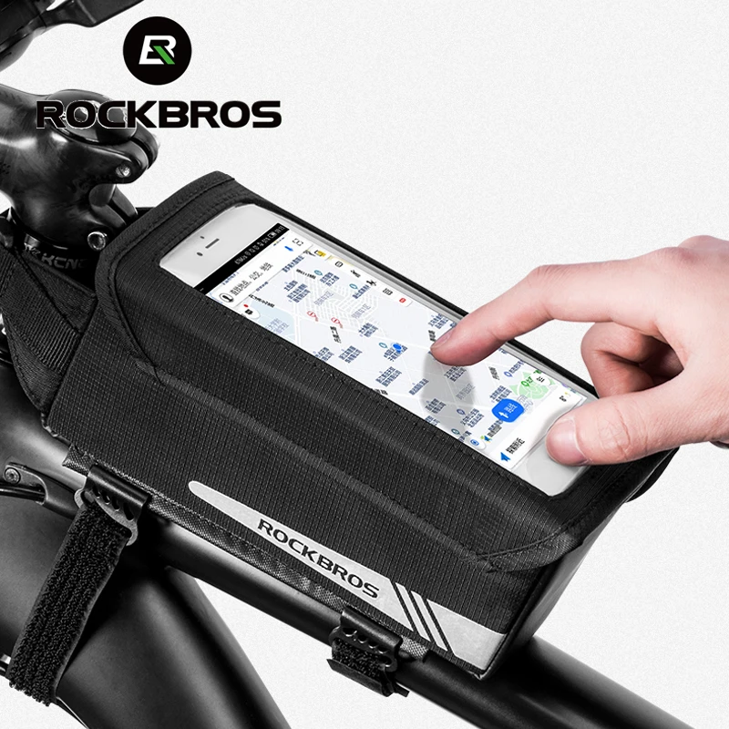 ROCKBROS велосипедная сумка для телефона MTB Дорожная магнитная Передняя сумка ТПУ сенсорный экран непромокаемая велосипедная сумка для велосипеда Аксессуары для велосипеда